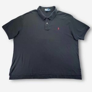 Vtg Polo Ralph Lauren Polo Shirt Mens 4XB Big Black Short Sleeve 100% Cotton